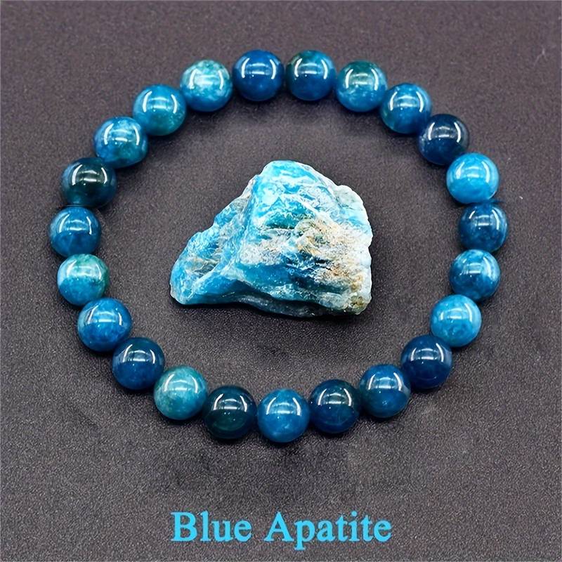 Bracelet en apatite bleue naturelle, style bohème élégant, bijoux en pierres précieuses unisexes, accessoire de guérison par les cristaux