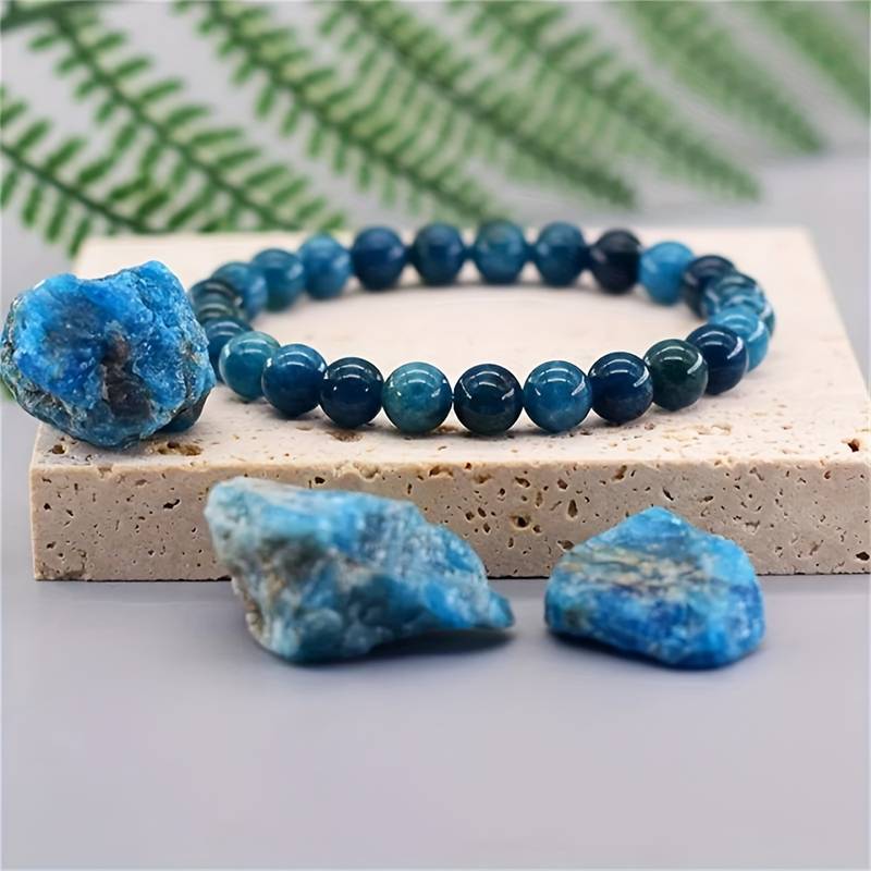 Bracelet en apatite bleue naturelle, style bohème élégant, bijoux en pierres précieuses unisexes, accessoire de guérison par les cristaux